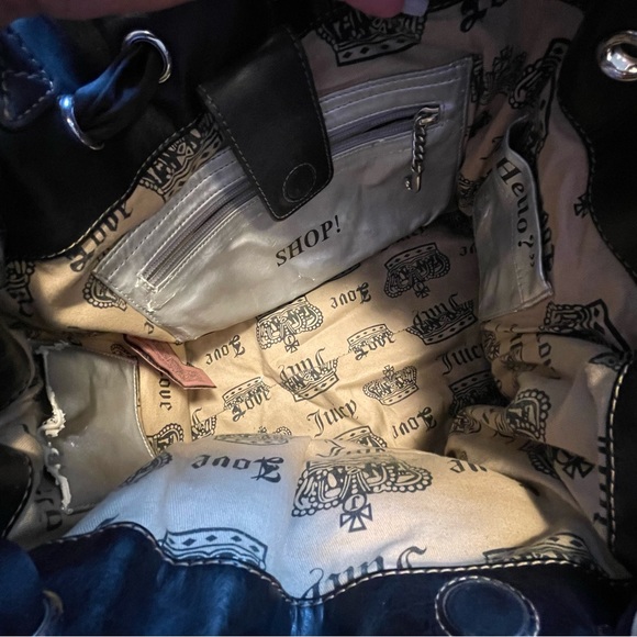 Vtg Y2k Juicy Couture Daydreamer Scottie Dog Crest Black Brown Shoulder Bag Tote - Picture 9 of 10